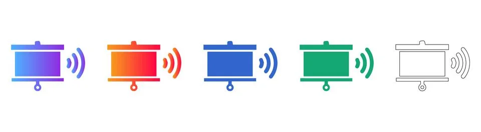 Wireless Presentation Screen Icons Stock Illustration