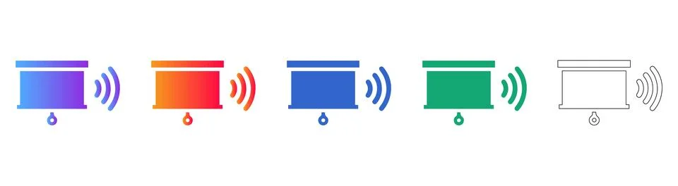 Wireless Presentation Screen Icons Set Иллюстрация