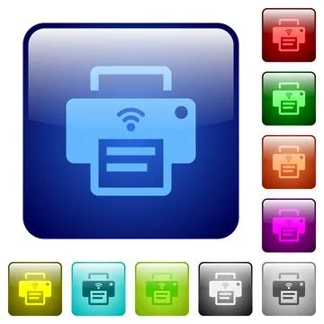 Wireless printer color square buttons Illustrazione stock