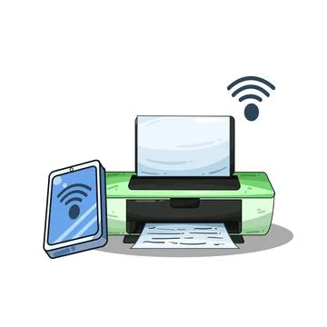 Wireless printer illustration イラスト素材