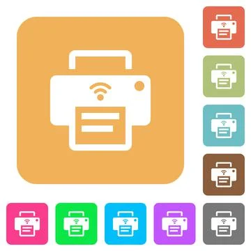 Wireless printer rounded square flat icons Illustrazione stock