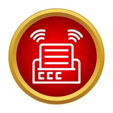 Wireless printer sending document signal line icon 스톡 일러스트