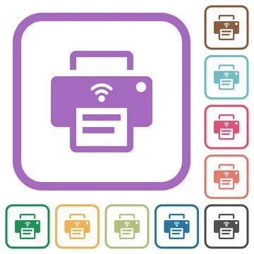 Wireless printer simple icons 스톡 일러스트