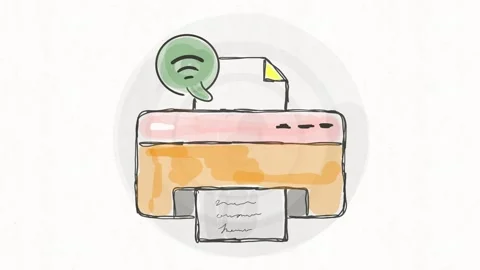 Wireless Printer WiFi Document Printing Technology Animation Stock Footage 341863529
