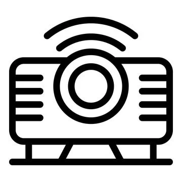 Wireless projector broadcasting signal for presentation Illustrazione stock