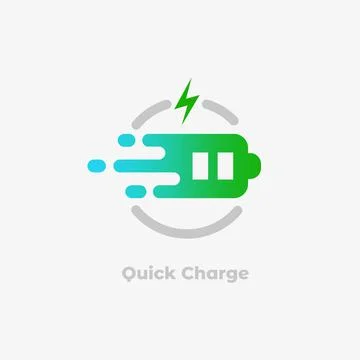 Wireless Quick and Fast Charging Battery Logo Vector Icon Stock Illustration