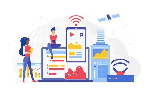 Wireless remote cloud computing server hosting data Illustrazione stock