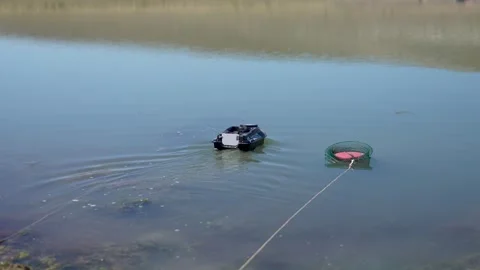 Wireless Remote Control Fish Bait Boat Stock Footage 241715169