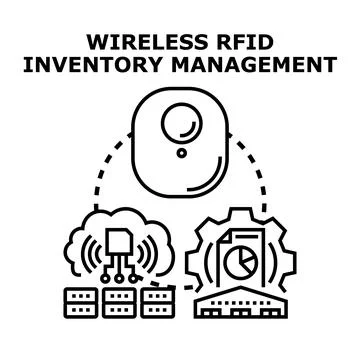 Wireless rfid inventory management controlling warehouse logistics Stock Illustration