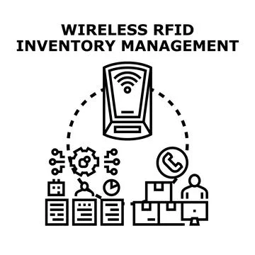 Wireless rfid inventory management modern data technology Stock Illustration