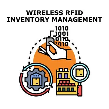 Wireless rfid inventory management technology concept vector Stock Illustration