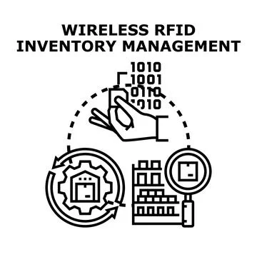 Wireless rfid inventory management technology concept vector Stock Illustration