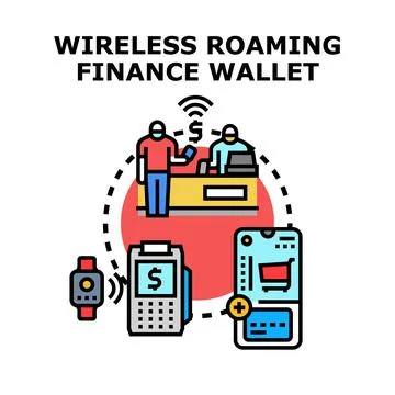 Wireless roaming finance wallet technology concept Stock Illustration