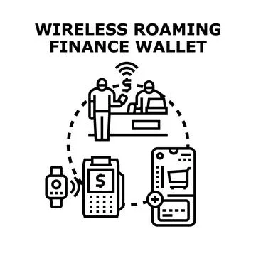 Wireless roaming finance wallet technology concept Stock Illustration
