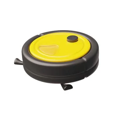 Wireless robotic vacuum cleaner 3D cartoon plastic style vector icon, automatic 库存插图