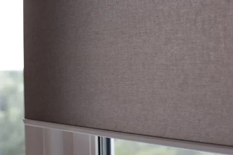 Wireless roller blind with smart home control. Stock Photos
