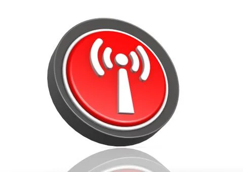 Wireless round icon in red Stock Illustration