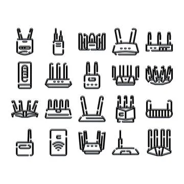 Wireless router and modem devices collection set Illustrazione stock