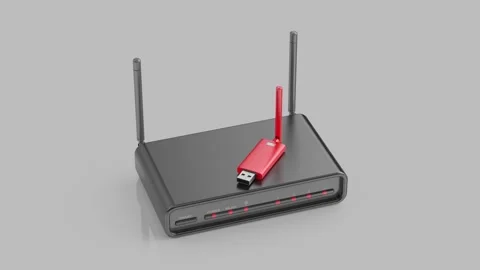 Wireless router and red usb wireless network adapter Stock Footage 306699085