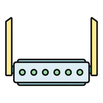 Wireless router with antenna transmitting network signal Stock Illustration
