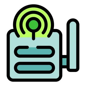Wireless router broadcasting wi fi signal with external antenna Stock Illustration
