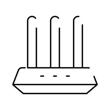 Wireless router delivering internet connection icon in line art Stock Illustration
