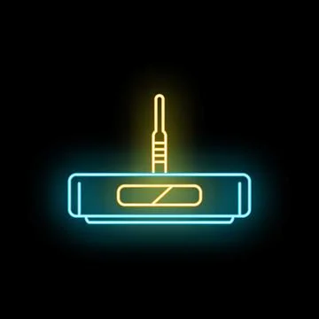 Wireless router delivering internet network connection neon sign 스톡 일러스트