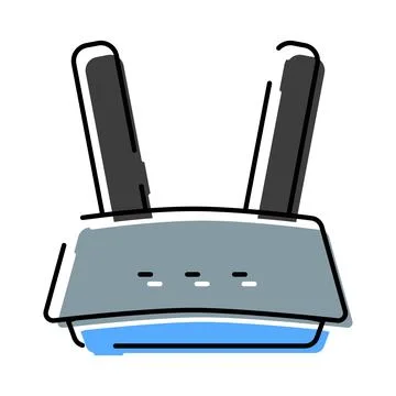 Wireless router device transmitting internet network signal Stock Illustration