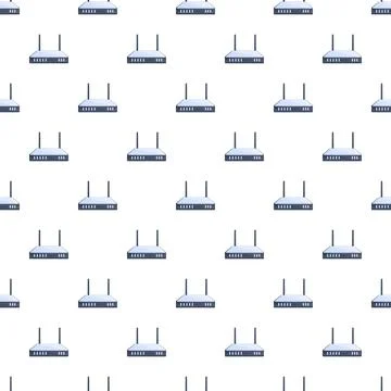 Wireless router devices creating seamless internet connection pattern Stock Illustration