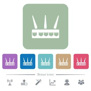 Wireless router flat icons on color rounded square backgrounds Stock Illustration