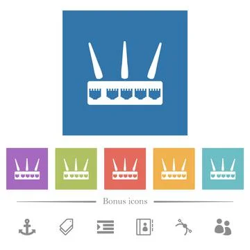 Wireless router flat white icons in square backgrounds Stock Illustration