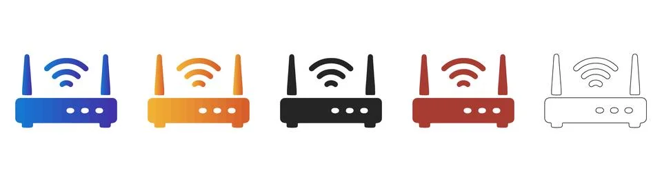 Wireless router icon set for internet connection Ilustração Stock
