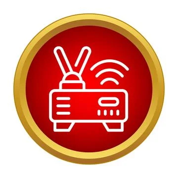 Wireless router icon transmitting internet signal in circle Stock Illustration