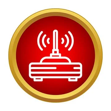 Wireless router icon transmitting signal on a red background Stock Illustration
