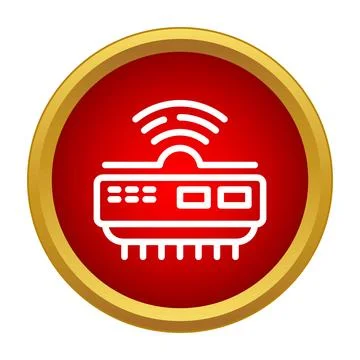 Wireless router icon transmitting signal on red background Stock Illustration