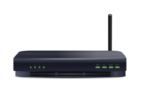 Wireless router isolated on white Stock Illustration