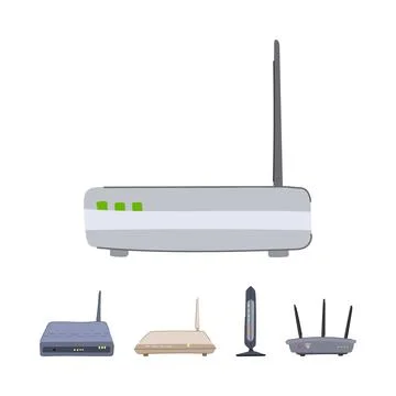 Wireless router modem devices presenting internet connectivity Stock Illustration