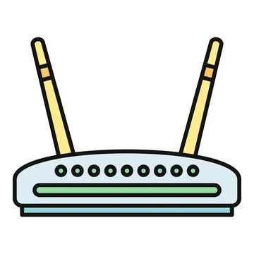 Wireless router modem providing internet connectivity flat icon Stock Illustration