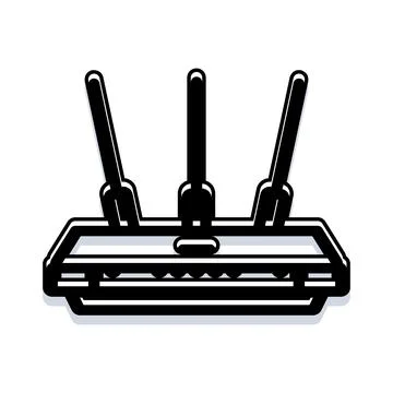 Wireless router with multiple antennas providing network connection Stock Illustration