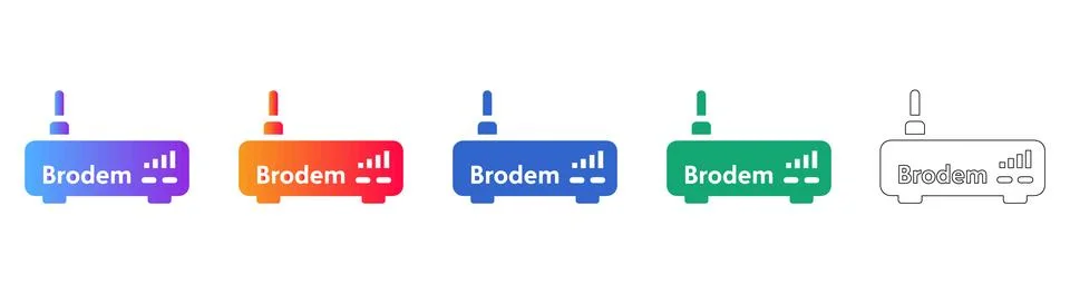 Wireless Router Network Icons in Various Styles Stock Illustration