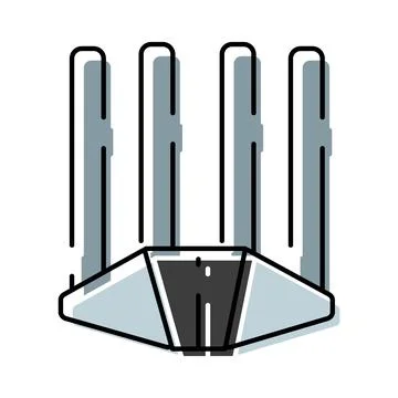 Wireless router providing internet connection and network signal icon Stock Illustration