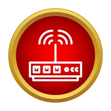 Wireless router providing internet connection icon in red circle Stock Illustration