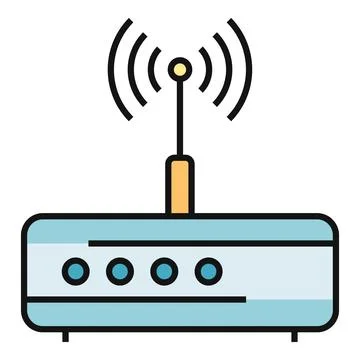 Wireless router providing internet connection with signal waves Stock Illustration