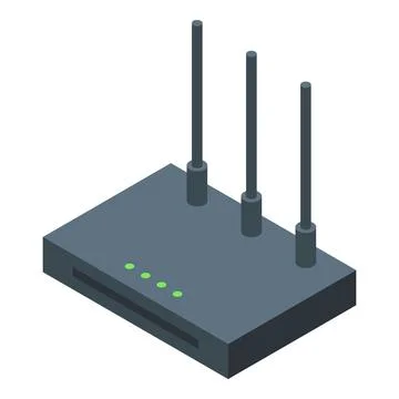 Wireless router providing internet connectivity with three antennas Stock Illustration