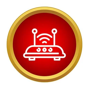Wireless router providing internet connectivity inside a red circle icon Stock Illustration