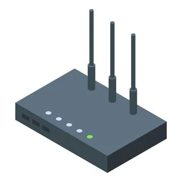 Wireless router providing internet network access with three antennas Stock Illustration
