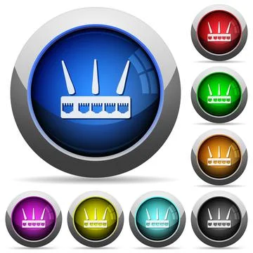 Wireless router round glossy buttons Stock Illustration