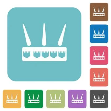 Wireless router rounded square flat icons Stock Illustration