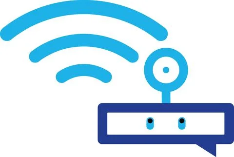 Wireless Router with Signal Waves Vector Icon Stock Illustration