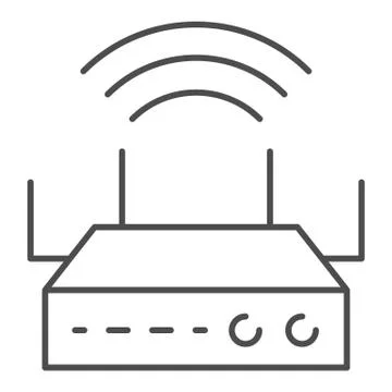 Wireless router thin line icon. Wi-fi coverage vector illustration isolated on Stock Illustration